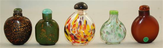 Five Chinese glass snuff bottles, 1730-1860, Richards no.s 189, 190, 273, 278 and 400